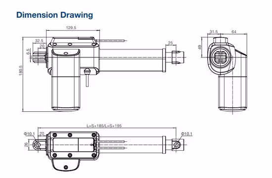 Jiecang Industry Specialized Factory Customized Solutions 12/24V DC Motor 6000n Thrust IP54 Waterproof 3.5mm/S High Speed Electric Small-Scale Linear Actuator